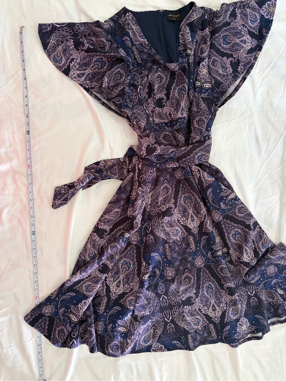Lane Bryant Navy and Lavender Paisley Wrap Midi Dress